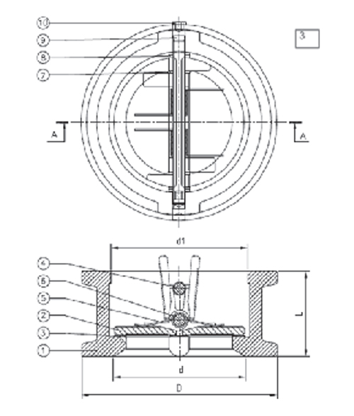 Dual Plate Check Valve Drawing